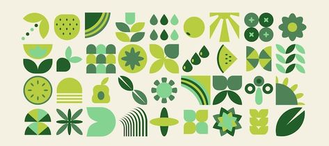 Vector set of bauhaus natural geometric ... | Premium Vector #Freepik #vector Bauhaus Pattern, Geometric Shapes Pattern, Banner Wallpaper, Art Banner, Geometry In Nature, Leaves Pattern Design, Mosaic Wallpaper, Shapes Pattern, Geometry Design