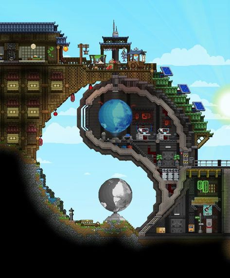 Starbound Building, Terrarium Base, Terraria House Ideas, Terraria House Design, Terraria House, Terraria Builds, Genos Wallpaper, Minecraft Banner Designs, Piskel Art