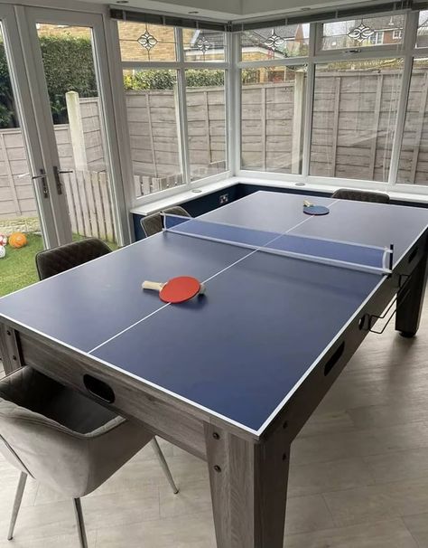 7ft Pool Table Driftwood Dining Table & 3 in 1 Pool Snooker Table Tennis Air Hockey Games Table With All Accessories, Great for Kids and Adults : Amazon.co.uk: Sports & Outdoors Air Hockey Dining Table, Small Pool Table, Small Game Room Ideas, Tennis Room, Pool Table Dimensions, Driftwood Dining Table, Table Tennis Room, Lanai Design, Outdoor Pool Table