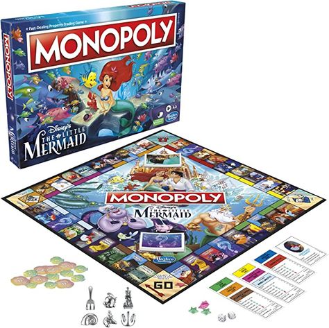 Disney Monopoly, Board Games For Family, Disney Board Games, Mermaid Board, Monopoly Board Game, Princess Stuff, Mermaid Toys, Patriotic Nails, Disney Board