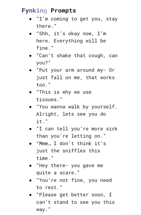 Aftercare Writing Prompts, Wedding Writing Prompts, Caretaking Prompts, First Time Prompts, Injured Dialogue Prompts, Sickness Prompts, Playful Banter Prompts, Caretaker Dialogue Prompts, Lemon Prompts