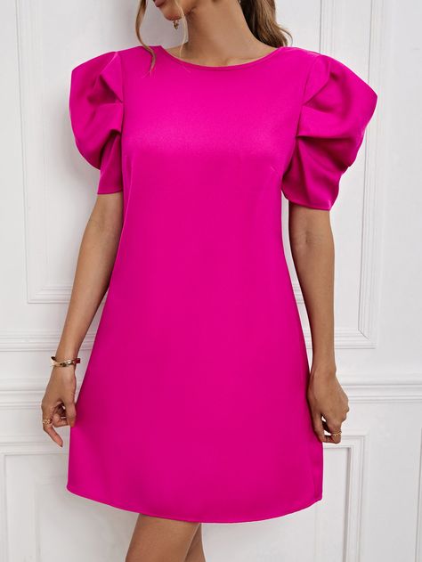 Short Dresses Casual Classy, Hot Pink Dress Outfit Casual, Vestidos Color Fucsia, Pink Dress Outfit Casual, Shift Dress Outfit, Shift Dresses For Women, Short Pink Dress, Pink Shift Dress, Simple Dress Casual