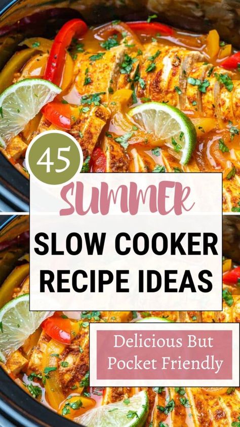 Summer crockpot recipe ideas- SUMMER crockpot dinner recipes, chicken and beef recipes, breakfast recipes, dinner recipes crockpot, healthy crockpot recipes, easy crockpot dinners, summer slow cooker recipes, cooker recipes, healthy recipes, make these recipes in 10 minutes (2024). #summer #crockpot #recipes Crockpot Quick Recipes, Healthy Yummy Crockpot Meals, Crock Pot Dinners For Summer, Crockpot Dinner Summer, Summer Healthy Crockpot Recipes, Full Crockpot Meals, Summer Soup Recipes Slow Cooker, Summertime Crockpot Recipes, Healthy Crockpot Summer Meals