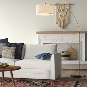 Wrought Studio Pulaski 79" Arched Floor Lamp | Wayfair Floor Lamp Reading Corner, Floor Lamp Sofa, Curved Floor Lamp Living Room, Arch Lamps Over Couch, Floor Lamp Behind Chair In Corner, Arched Floor Lamp Living Room, Arch Lamp Living Room, Corner Lamps Living Room, Arched Floor Lamp