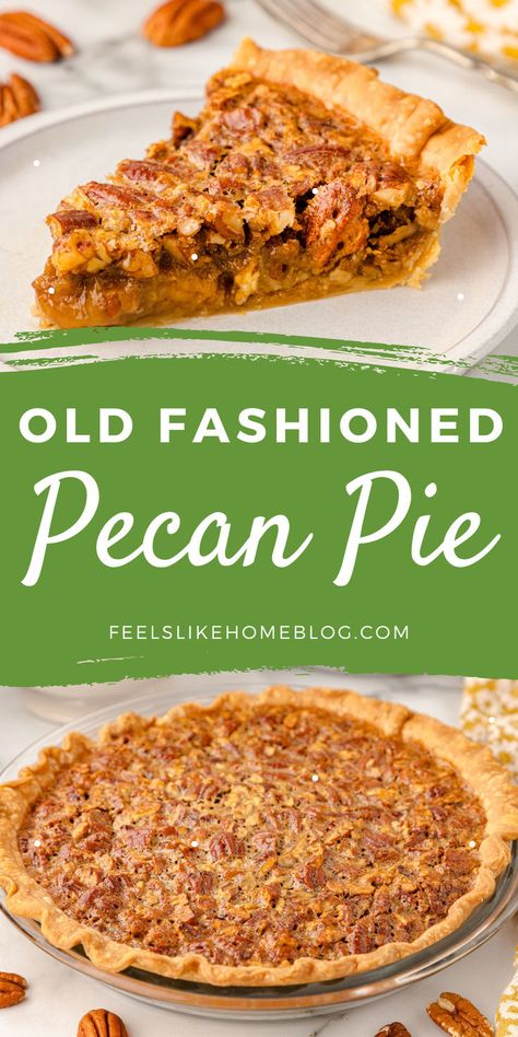 The best old-fashioned pecan pie recipe with a classic filling made from Karo syrup, perfect as a no-fail, award-winning Southern dessert for Thanksgiving and Christmas, ideal for those looking for an easy pie recipe. Betty Crocker Pecan Pie Recipe, Karo Syrup Pecan Pie, Karo Pecan Pie, Old Fashioned Pecan Pie Recipe, Pecan Pie Recipe Southern, Award Winning Pies, Best Pecan Pie Recipe, Homemade Pecan Pie, Southern Pecan Pie