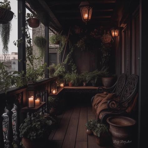 Dark Cottage Core, Dark Home Decor, Home Themes, Goth Home, Goth Home Decor, Apartment Patio, Dark Home, Apartment Aesthetic, Cottage Interiors