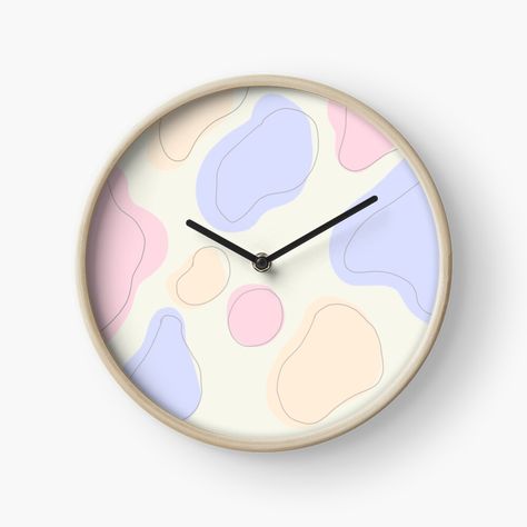 Cute Clocks, Pastel Stationary, Dorm Wall Clocks, Cute Clock Aesthetic, Cute Clocks Aesthetic, Aesthetic Wall Clock Design, Boho Beach Bedroom, Pastel Wall Clock, Rainbow Room Decor