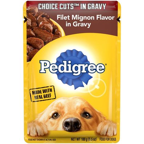 PEDIGREE Choice Cuts in Gravy Adult Wet Dog Food, 3.5 oz. Pouches Pedigree Dog, Beef Bacon, Hearty Chicken, Wet Dog, Gravy Sauce, Food Pack, Complete Nutrition, Flavored Bacon, Nutritious Food