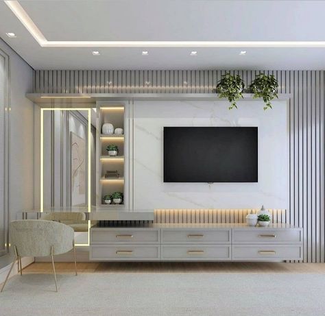 Deco Panel, Tv Cabinet Design, Bedroom Interior Design Luxury, Tv Room Design, Living Room Decor Inspiration, Tv In Bedroom, Bedroom Decor Design, Bed Furniture Design, Home Design Living Room