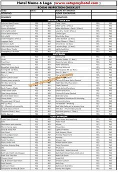 Room Inspection checklist used in housekeeping | Hotels | HK Supervisors Cleaning Supplies Checklist, Housekeeper Checklist, Clean Room Checklist, Hotel Style Bedroom, Hotel Housekeeping, Cleaning Checklist Template, Cleaning Supplies List, Hotel Operations, Weekly Cleaning Checklist