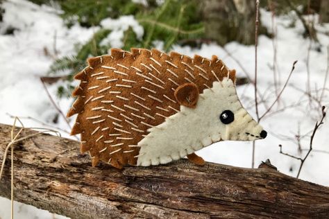 Happy the Hedgehog has been a long time coming. She has been a most popular request since I started sharing my felt ornament designs. We don’t have hedgehogs in the wild in the USA so she was… Felt Turtle, Felt Birds Ornaments, Hedgehog Ornament, Felt Animal Patterns, Bird Christmas Ornaments, Felt Animal, Felt Embroidery, Felt Jewelry, Felt Birds