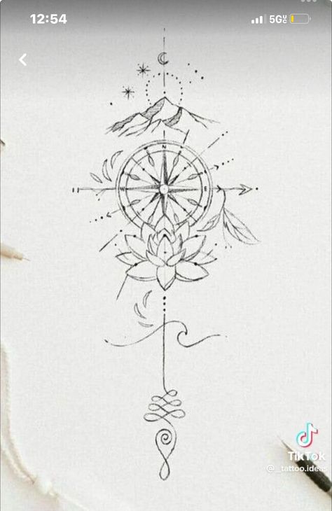 Mandala Compass Tattoo, Feminine Compass Tattoo, Chest Tattoo Ideas, Compass Rose Tattoo, Boho Tattoos, Spine Tattoos For Women, Hand Tattoos For Women, Small Wrist Tattoos, Wrist Tattoos For Women