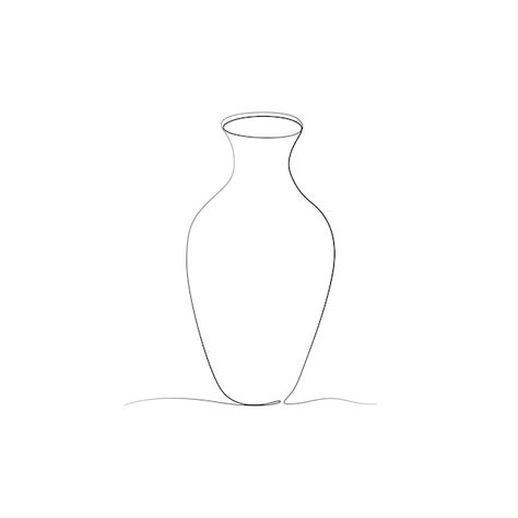 Vase Outline Drawing, Vase One Line, How To Draw A Vase, Vase Art Drawing, Vase Line Drawing, Vase Outline, Vase Wallpaper, Flower Vase Drawing, School Drawings