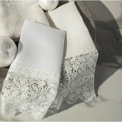 Home Treasures Linens Luzon Lace Linen Fingertip Towel Color: Ivory Linen Guest Towels, Abstract Floral Design, Linen Hand Towels, Crocheted Dress, Linen Bath Towels, Washcloth Pattern, Cotton Beach Towel, Point Lace, Fingertip Towels