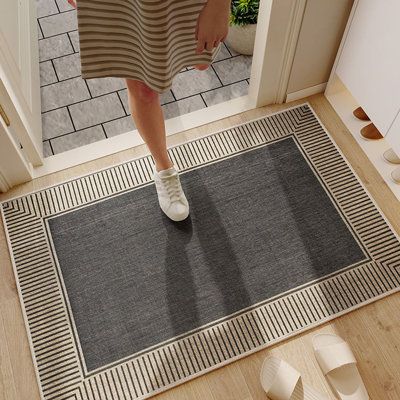 Our stylish and minimalist doormats are designed to elevate the ambiance of your home with its classic colours and contemporary aesthetics. Crafted from premium looped fabric, it offers both durability and a touch of elegance. Perfect for doorways and entryways, it seamlessly blends into any space, imparting a sense of warmth and sophistication. | Latitude Run® Door Mat, Stylish And Minimalist, Set Of 2 23.6 x 15.7 in, Polyester | C110870920 | Wayfair Canada Door Mat Ideas Indoor, Front Door Mat Inside, Front Door Indoor Rug, Inside Rug Front Door, Door Mats Indoor Entrance, Front Door Mat Indoor Entrance, Indoor Entryway Rug Ideas, Front Door Entry Rugs Indoor, Outdoor Entryway Rug