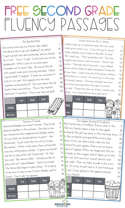 Get our FREE 2nd Grade Fluency / Reading Comprehension Passages and Questions Freebie / Sampler! Reading Comprehension Assessment, Third Grade Comprehension Passages Free, Fluency For 3rd Grade, 2nd Grade Comprehension Passages Free, Third Grade Fluency Passages Free, Building Fluency 2nd Grade, 2nd Grade Reading Fluency Passages Free, Second Grade Reading Passages, Fluency Practice 2nd Grade