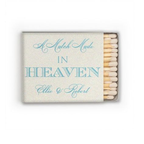 How cute are these! A Match Made in Heaven Matches - Wedding Favors. Choose from dozens of colors and fonts. Custom Wedding Matches, Matches Wedding, Wedding Matches Favors, Wedding Match Boxes, Match Boxes, Bridal Favors, Personalized Matches, A Match Made In Heaven, Match Made In Heaven