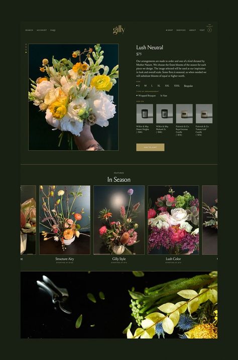 Present is a design and development practice based in Los Angeles, CA and Edinburgh, Scotland. We specialize in bespoke brand identities for founder-led businesses. Floral Design Portfolio, Floral Website Design Inspiration, Flower Website Design, Flower Website, Website Branding Design, Floral Website, 포트폴리오 레이아웃, Collateral Design, Lets Talk