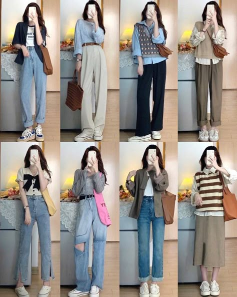 Korean Style Outfits, Ootd Korean Style, 00s Mode, Ootd Korean, Outfit Korean Style, Simple Style Outfits, Outfit Korean, Casual College Outfits, Korean Casual Outfits