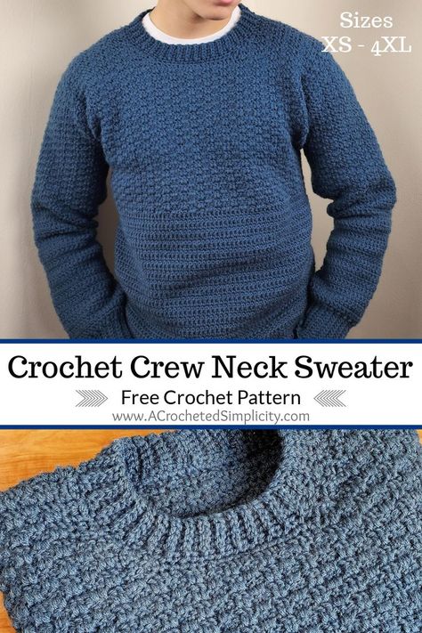 Male Sweater Crochet, Unisex Sweater Crochet Pattern, Boy Crochet Sweater Free Pattern, Male Crochet Sweater Pattern, Free Crochet Sweater Patterns For Men, Mens Jumper Crochet Pattern, Crochet Men's Sweater, Crochet Aran Sweater Pattern Free, Crochet Sweater Mens Free Pattern