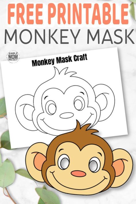 Paper Plate Animal Face Mask, Monkey Mask For Kids Free Printable, Monkey Mask Craft, Monkey Mask Printable, Animal Face Masks For Kids Diy, Monkey Face Mask For Kids, Monkey Mask Diy, Easy Monkey Craft Preschool, Monkey Mask For Kids