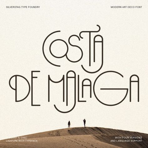 Art Deco obsessed? So am I! Introducing Costa de Malaga font – sleek, chic, and ready for anything. From bold branding to elegant invites, this typeface does it ALL. 🔺 Font: Costa de Malaga - Modern Art Deco Font #ingraftsfont #boldfont #unique #typography #fontlove #graphicdesign #windows #inspiration #explore #weekendvibes #adventureawaits #imagination #daydreaming #homedecor #interiordesign #travel Sophisticated Typography, Art Deco Fonts, Art Deco Font, Deco Font, Hidden Words, Font Packs, Geometric Form, Modern Art Deco, Retro Font