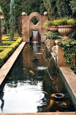 fish pond w/ quatrefoil element Formal Garden Design, Pond Water Features, Water Features In The Garden, Fish Ponds, Formal Gardens, Garden Fountains, A Pond, Fish Pond, Garden Pool