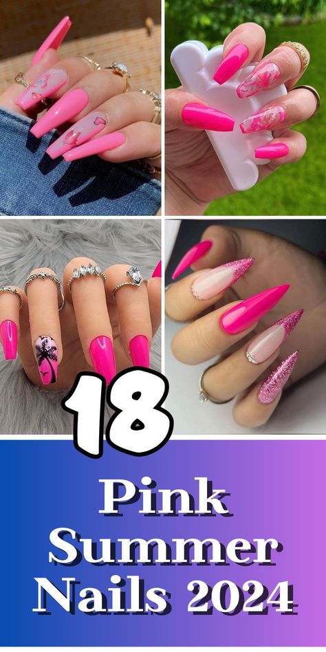 Brighten up your summer with our hot pink nail inspirations for 2024. Flaunt bold, beautiful nails that capture the essence of summer's joy and vibrant energy Hot Pink Nail Designs Summer, Hot Pink Vacation Nails, Hot Pink Coffin Nails, Vacation Nails Coffin, Hot Pink Ombre Nails, Cute Hot Pink Nails, Hot Pink Nails With Design, Bright Pink Nail Designs, Hot Pink Nail Designs