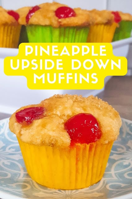 Pineapple Upside Down Muffins #MuffinMonday Pineapple Upside Down Muffins, Upside Down Muffins, Pineapple Breakfast, Muffin Base, Pineapple Muffins, Pineapple Upside Down Cupcakes, Cooking And Baking Recipes, Mini Chocolate Chip Muffins, Whole Wheat Muffins