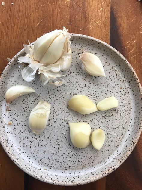 Here's How to Peel Garlic with a Microwave | Kitchn How To Peel Garlic, Homemade Rice Krispies, Homemade Rice Krispies Treats, Bake Sale Treats, Flaky Salt, Food Tips, Butter Recipe, Kitchen Tips, Baking Tips