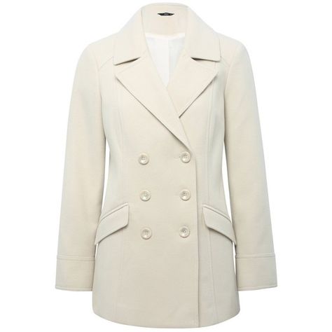 M&Co Pea Coat ($83) ❤ liked on Polyvore featuring outerwear, coats, ivory, ivory coat, ivory pea coat, pea coat, winter white peacoat and oversized coat White Peacoat, Oversized Coat, Winter White, Double Breasted, Trench Coat, Perfect Clothing, Polyvore, Fashion Outfits, Outfit Accessories