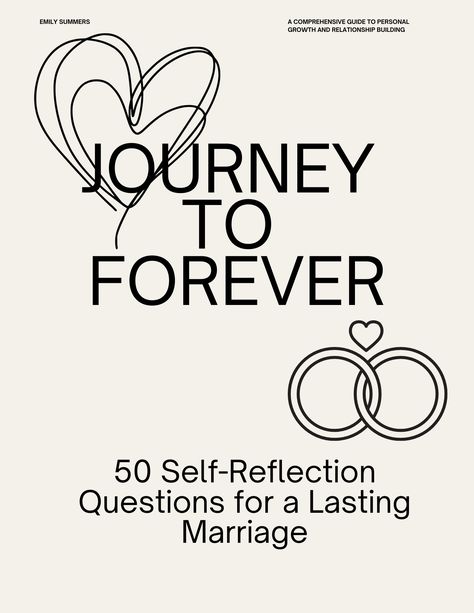 🌟 Unlock the Secrets to Lasting Love: 'Journey to Forever' 🌹 50 Soul-Stirring Questions to Strengthen Your Marriage and Cultivate Lasting Connection. 💑 Expertly Designed for Couples Preparing to Say 'I Do' or Renewing Their Vows. 🌈 Discover the Power of Self-Reflection, Love Languages, and Harmonious Communication. ❤️ Make Your Journey to Forever a Blissful Adventure with 'Journey to Forever.' #LastingMarriage #SoulfulConnection #MarriageReflections #JourneyToForeverBook #LoveUnites Lasting Marriage, Strengthen Your Marriage, Reflection Questions, Lasting Love, Relationship Building, Self Reflection, Marriage Relationship, Love Languages, Relationship Tips