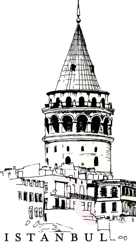 Hagia Sophia Sketch, Istanbul Tattoo Ideas, Galata Tower Sketch, Hagia Sophia Istanbul Drawing, Istanbul Sketch Drawings, Istanbul, Sketch Book, Sketch, Tattoos