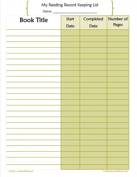 Reading Record Keeping Page Olive 1 Book Reading Log, Free Homeschool Planner, Reading Record, Reading Log Printable, Reading Logs, Record Keeping, Homeschool Planner, Reading Log, Free Homeschool