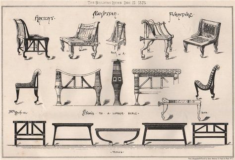 Ancient Egyptian Furniture, Egyptian Furniture, Egyptian Home Decor, Ancient Egyptian Tombs, Evolution Art, Interior Design History, Dallas Interior Design, Furniture Sketch, Interior Architecture Drawing