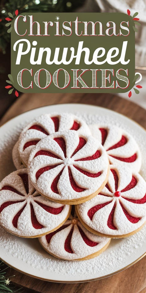 Get ready to impress with these beautiful Christmas Pinwheel Cookies! Each cookie has festive red and green swirls, and their buttery flavor makes them as delightful to eat as they are to look at. Perfect for holiday cheer! Poinsettia Pinwheel Cookies, Christmas Spiral Cookies, Pin Wheel Cookies, Christmas Swirl Cookies, White Christmas Cookies, Pinwheel Cookies Christmas, Christmas Pinwheel Cookies, Pinwheel Cookies Recipe, Holiday Baking Gifts