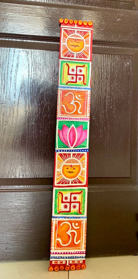 Converted a waste wooden plank into something creative and beautiful. Wooden Plank Painting, Wood Plank Painting Ideas, Painting On Wooden Planks, Lipan Art, Buddha Art Drawing, Something Creative, Wooden Plank, Diy Diwali Decorations, Bookmark Craft