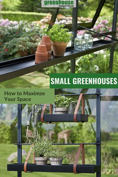 Once you get started with greenhouse gardening, your plants can rapidly multiply and you find you need more space. How do you maximize the space in your small greenhouse? In this article, we give you six ideas on how to save and create space in your greenhouse. Read on to find more about how to maximize your space in a small greenhouse! How To Maximize Greenhouse Space, Diy Mini Greenhouse From Windows, Mini Free Standing Greenhouse, Small Greenhouse Ideas, Diy Small Greenhouse For Winter, Mini Greenhouse With Old Windows, Greenhouse Emporium, Greenhouse Accessories, Small Greenhouse Kits