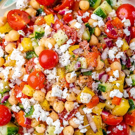 Greek Yogurt Cucumber Salad, Chickpea Chopped Salad, Clean Salads, Cleanfoodcrush Recipes, Veggie Salads, Chickpea Recipe, Cucumber Avocado Salad, Side Salads, Clean Foods