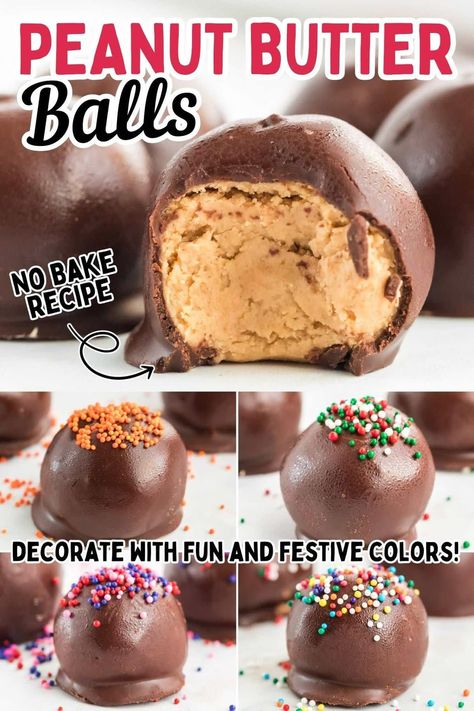 No-Bake Peanut Butter Balls Recipes For Peanut Butter Balls, Easy Pb Balls, Oatmeal Peanut Butter Balls No Bake, Chocolate Peanut Butter Balls With Rice Krispies Recipe, Peanut Butter Balls No Chocolate, Peanut Butter Balls With Powdered Sugar, Peanut Butter Balls With Chocolate, Peanut Butter Balls With Chocolate Chips, Small Batch Peanut Butter Balls