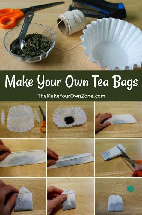 How To Make Your Own Tea Bags - The Make Your Own Zone Make Your Own Tea, Diy Tea Bags, Lilin Aroma, Books And Tea, Homemade Tea, Herbal Teas Recipes, Tea Diy, Make Tea, Herbal Teas