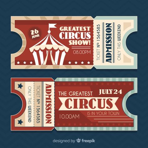 Vintage Circus Ticket, Circus Ticket, Cirque Vintage, Circus Tickets, Creepy Circus, Circus Design, Circus Poster, Ticket Design, Circus Art