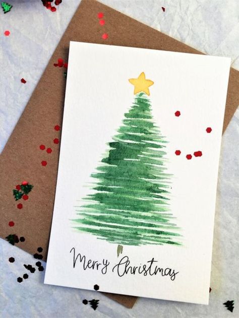 50+ Best Christmas Gift for Grandma | Amazing Christmas Ideas For Grandma - Gift Ideas Corner Christmas Greeting Cards Handmade, Minimalist Christmas Card, Jul Diy, Merry Christmas Greeting Card, Painted Christmas Cards, Christmas Tree Card, Greeting Card Handmade, Christmas Cards Kids, Simple Christmas Cards