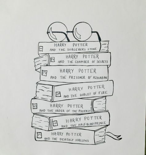 Harry Potter drawing #potterhead Harry Potter books drawing Harry Potter Aesthetic Doodles, Harry Potter Textbooks, Bookshelf Drawing, Harry Potter Doodles, Harry Potter Bookshelf, Harry Potter Drawing, Phoenix Harry Potter, Books Drawing, The Goblet Of Fire