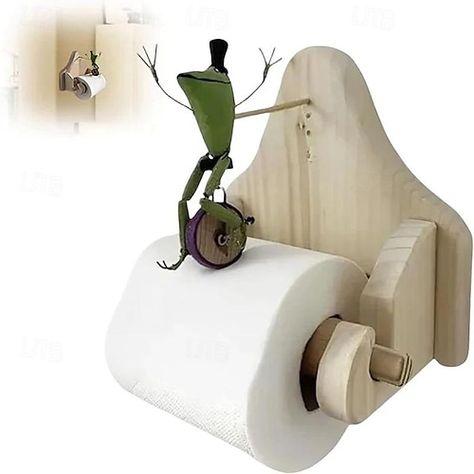 Frog Toilet Paper Holder, Toilet Paper Holder Wall Mount, Toilet Paper Humor, Bathroom Routine, Happy Frog, Toilet Paper Holder Wall, Riding Bicycle, Bathroom Gadgets, Unicycle