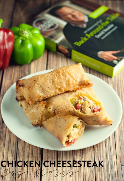 A play on the classic Philly Cheesesteak, these Chicken Cheesesteak Egg Rolls are simple to make, delicious, and ready in 30 minutes! #ad Game Day Foods, Chicken Cheesesteak, Chicken Philly, Steak Rolls, Chicken Egg Rolls, Shrimp Rolls, Hot Cheese, Simple Pantry, Egg Roll Wrappers