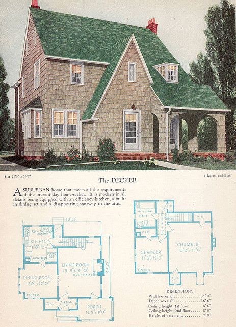 "The Decker" 1928 Home Builders Catalog Tudor Revival English Eclectic plan Craftsmen Bungalow, English Eclectic, Tudor Revival House, Sears Catalog Homes, Antique Houses, Cottage Architecture, Cottage Houses, Retro House, Vintage Homes