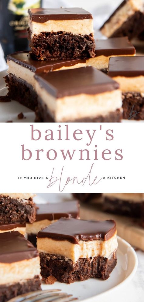 Brownie Types, Baileys Ganache, Boozy Brownies, Baileys Brownies, Bailey Brownies, Ghirardelli Brownie Mix, Bourbon Brownies, Boozy Baking, Yummy Bars