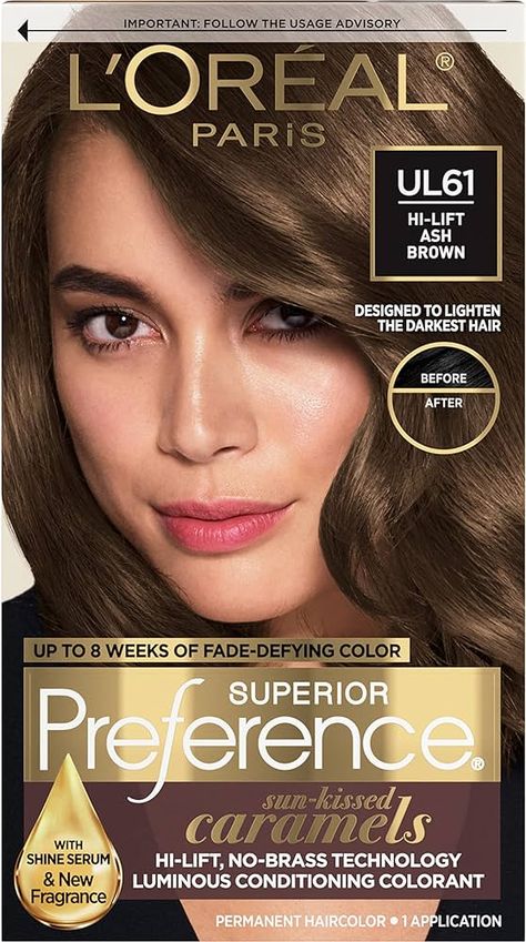 Amazon.com : L'Oreal Paris Superior Preference Fade-Defying + Shine Permanent Hair Color, UL61 Ultra Light Ash Brown, Pack of 1, Hair Dye : Chemical Hair Dyes : Beauty & Personal Care Light Ash Brown Hair Color, Ash Brown Hair Dye, Ashy Brown, Light Ash Brown Hair, Tutorial Eyeshadow, Ash Brown Hair Color, Light Ash Brown, Box Dye, Ash Hair