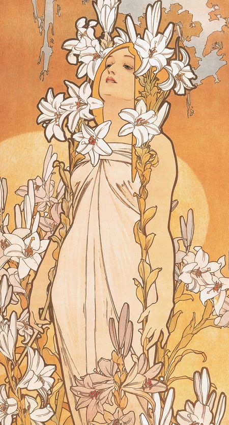 Alphonse Mucha: The Art Nouveau Artist | Art Calendars Fleurs Art Nouveau, Alfons Maria Mucha, Art Nouveau Mucha, Motifs Art Nouveau, Illustration Art Nouveau, Vintage French Posters, Alphonse Mucha Art, Woman With Flowers, Mucha Art